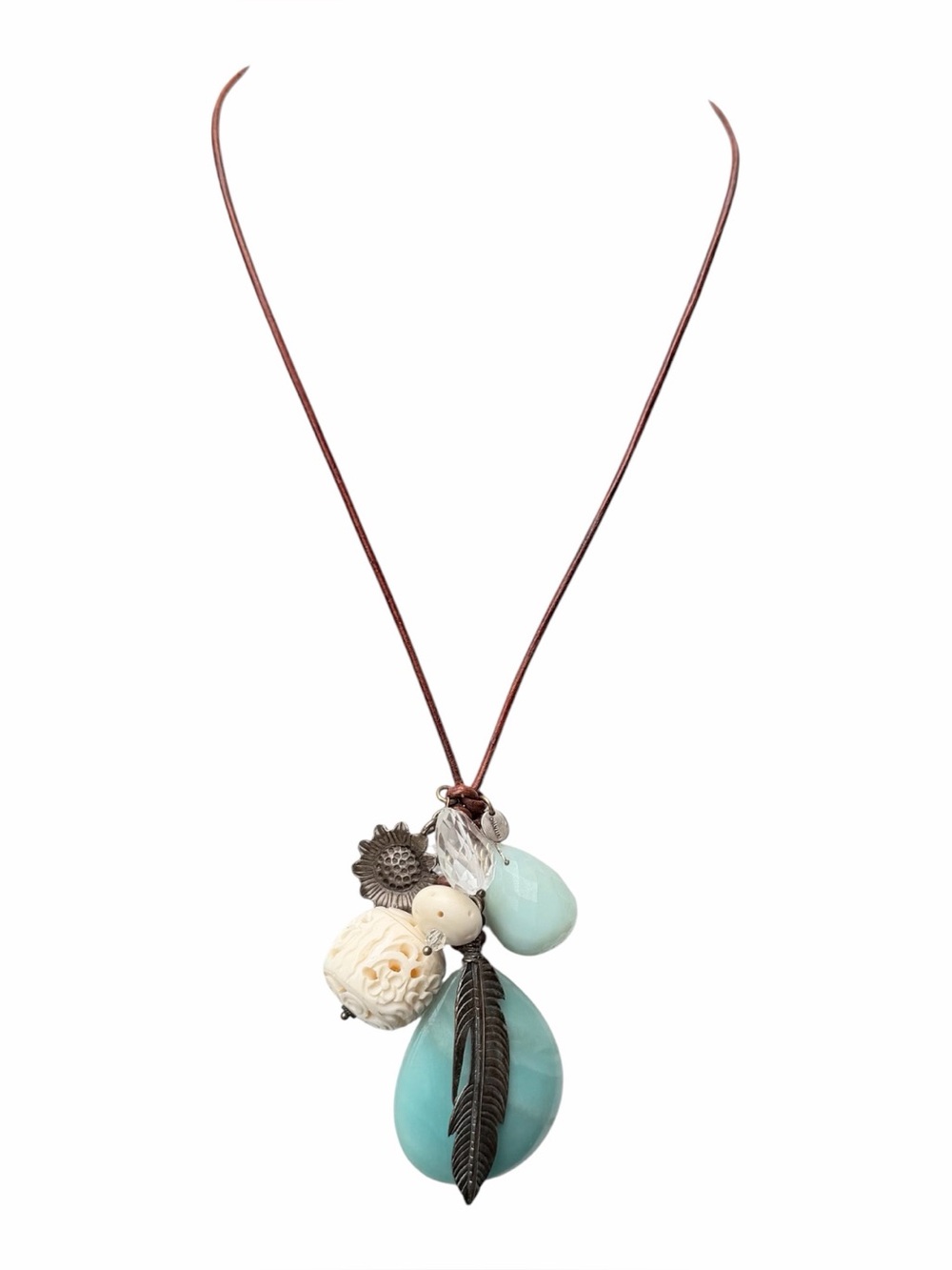 Chan Luu Natural Copper Silver Charms Fetish Feather Pendant Necklace